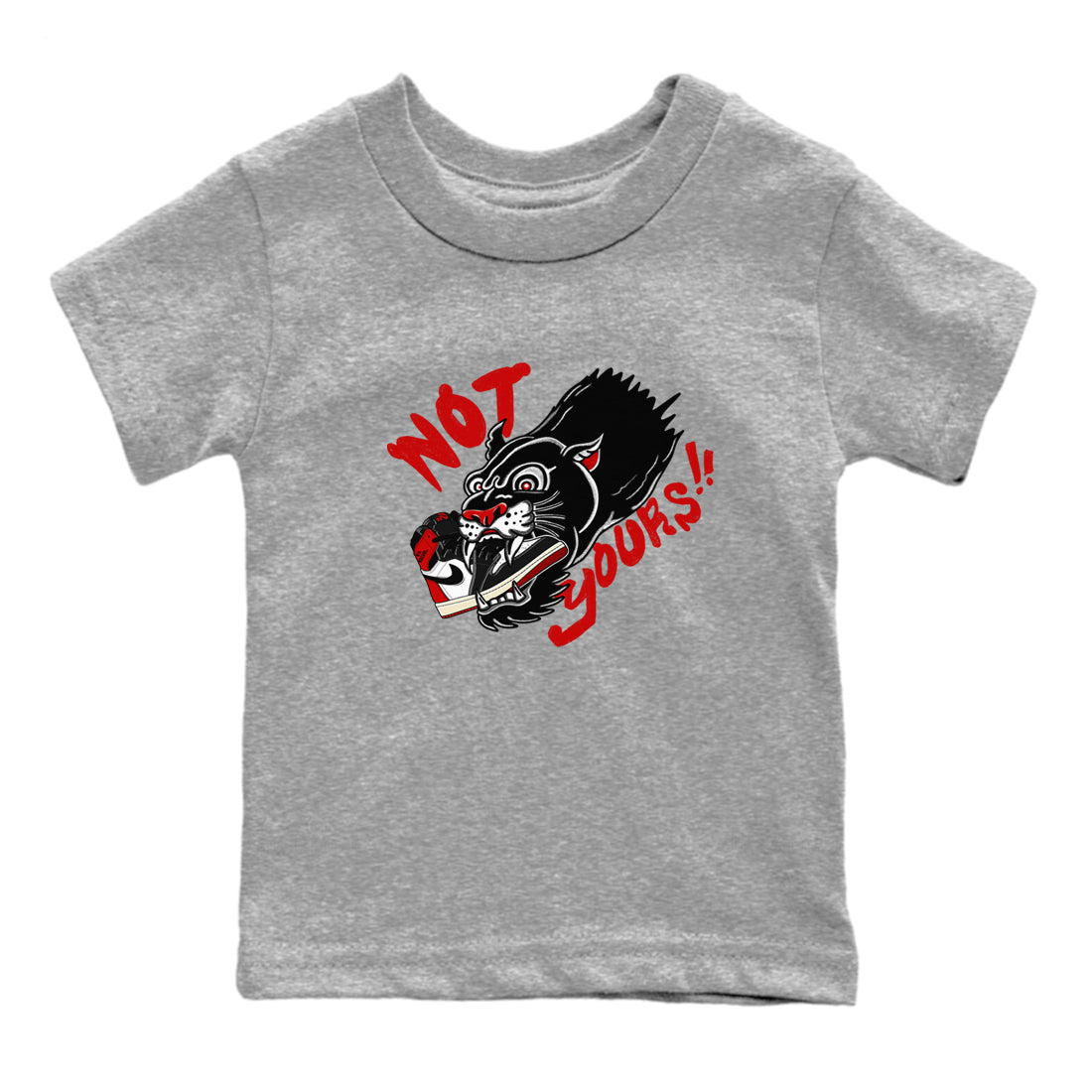 1s Black Toe Reimagined shirts to match jordans Not Yours sneaker match tees 1s Black Toe Reimagined SNRT Sneaker Release Tees Youth Baby Heather Grey 2 crew neck shirts