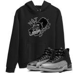 12s Black Wolf Grey shirts to match jordans Not Yours sneaker match tees Air Jordan 12 Barons SNRT Sneaker Release Tees unisex cotton Black 1 crew neck shirts