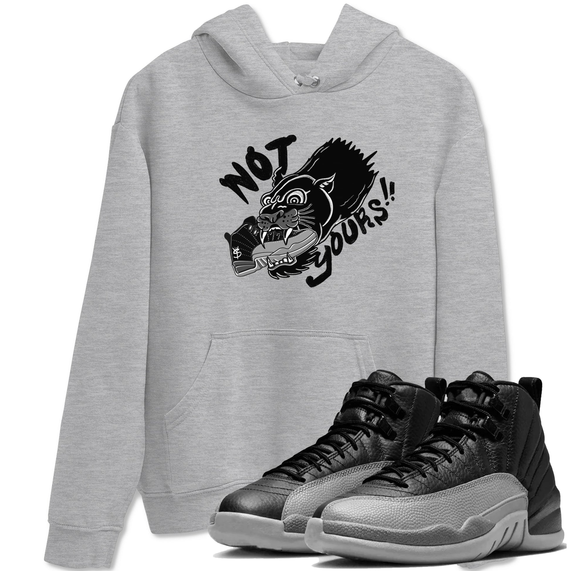 12s Black Wolf Grey shirts to match jordans Not Yours sneaker match tees Air Jordan 12 Barons SNRT Sneaker Release Tees unisex cotton Heather Grey 1 crew neck shirts