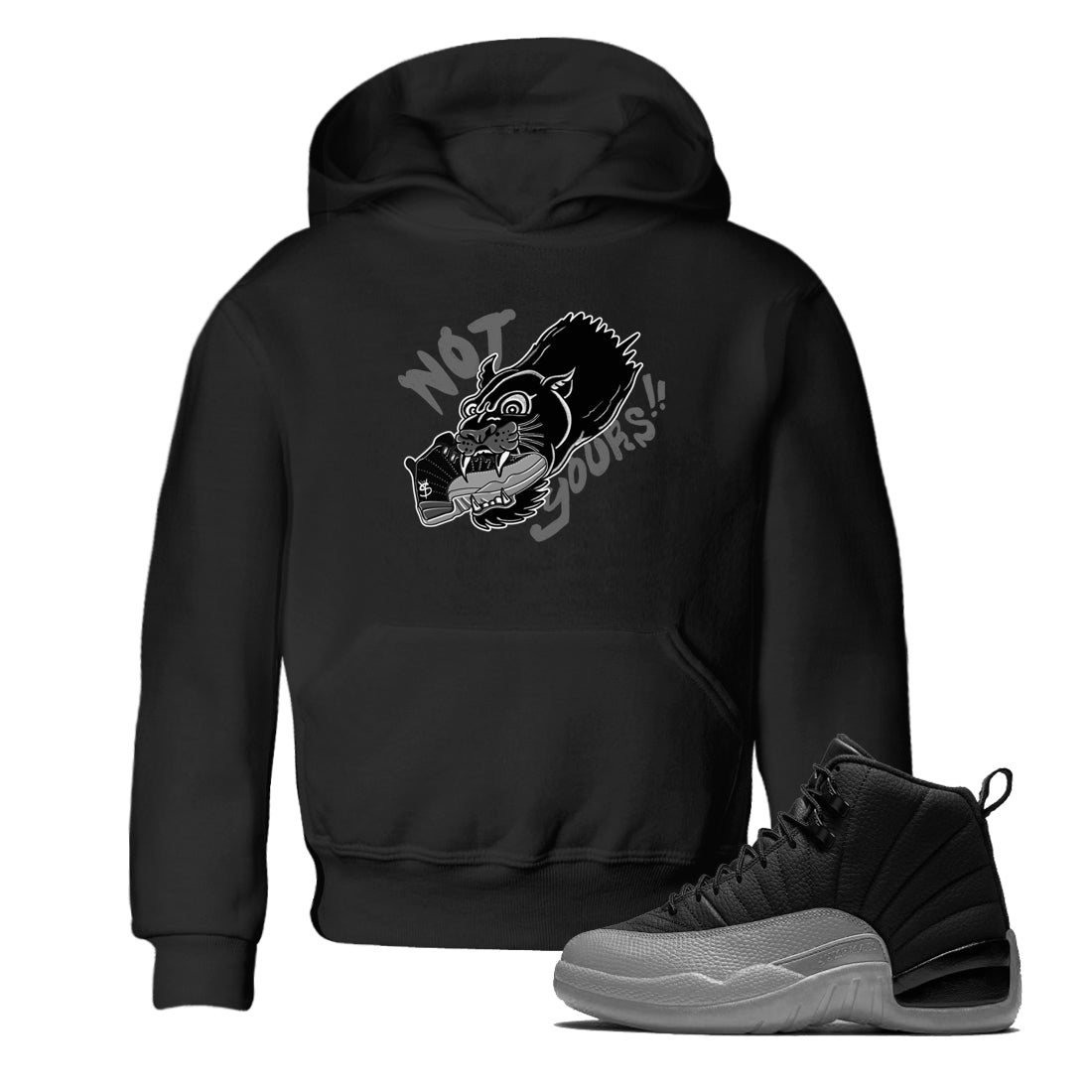 12s Black Wolf Grey shirts to match jordans Not Yours sneaker match tees Air Jordan 12 Barons SNRT Sneaker Release Tees Youth Baby Black 1 crew neck shirts