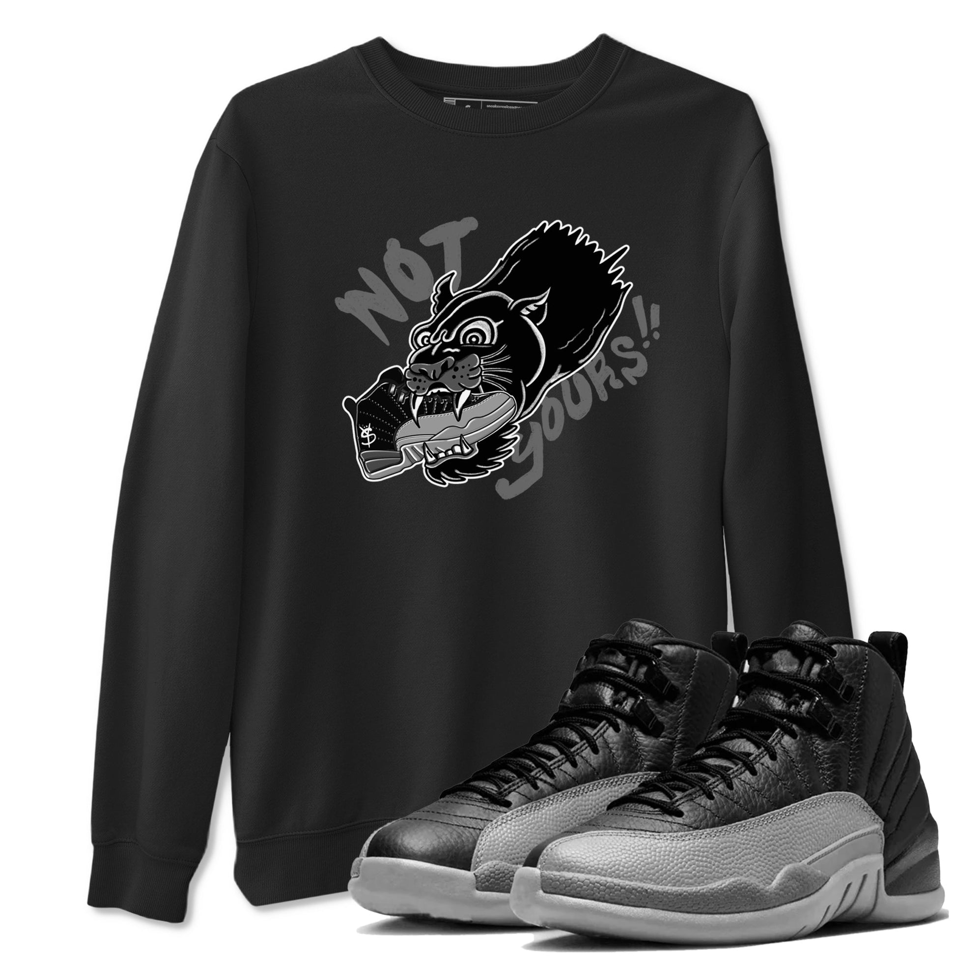 12s Black Wolf Grey shirts to match jordans Not Yours sneaker match tees Air Jordan 12 Barons SNRT Sneaker Release Tees unisex cotton Black 1 crew neck shirts