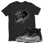 12s Black Wolf Grey shirts to match jordans Not Yours sneaker match tees Air Jordan 12 Barons SNRT Sneaker Release Tees unisex cotton Black 1 crew neck shirts