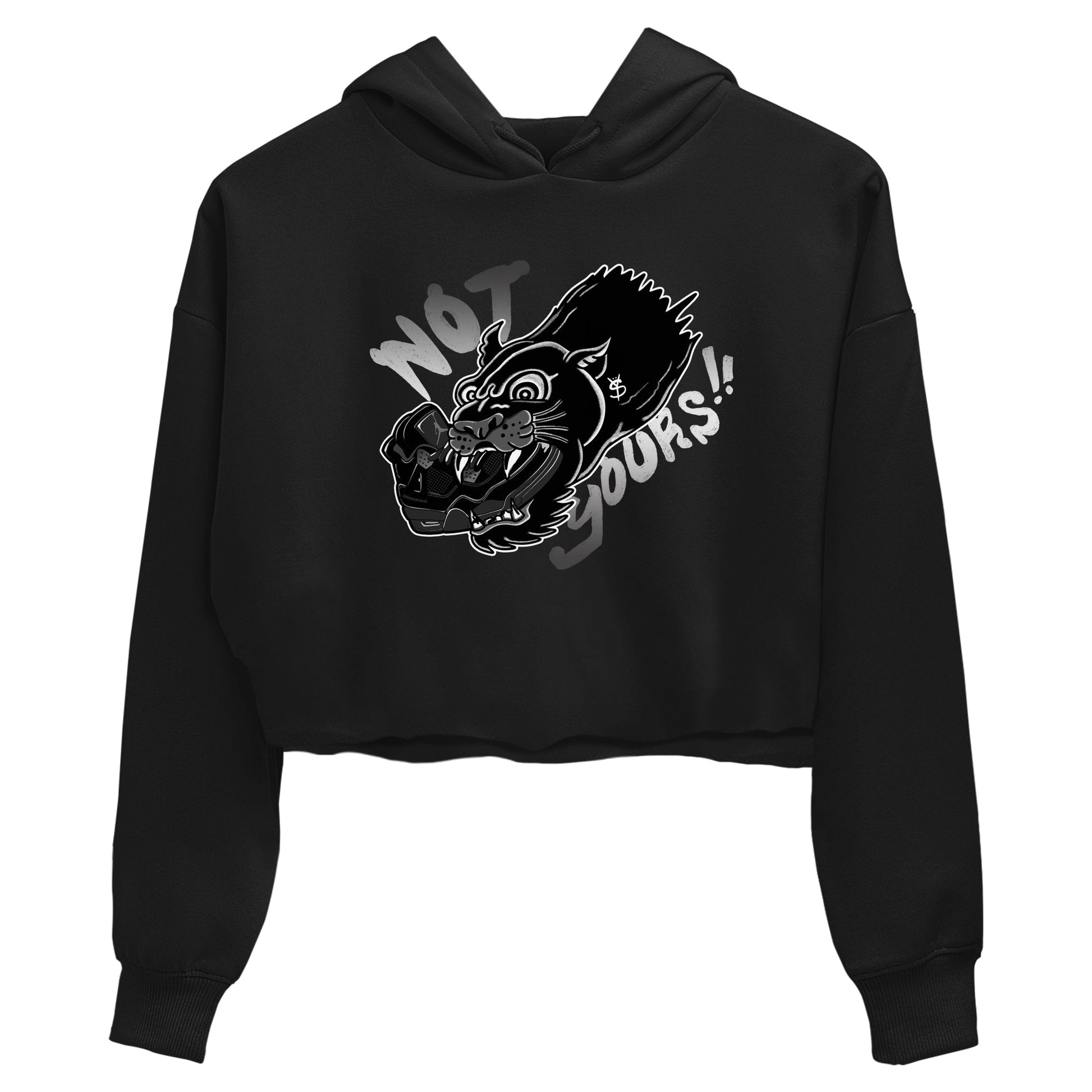 4s Black Cat shirts to match jordans Not Yours sneaker match tees Air Jordan 4 Black Cat match shoes to clothes SNRT Sneaker Tees unisex cotton Black 2 crop tee