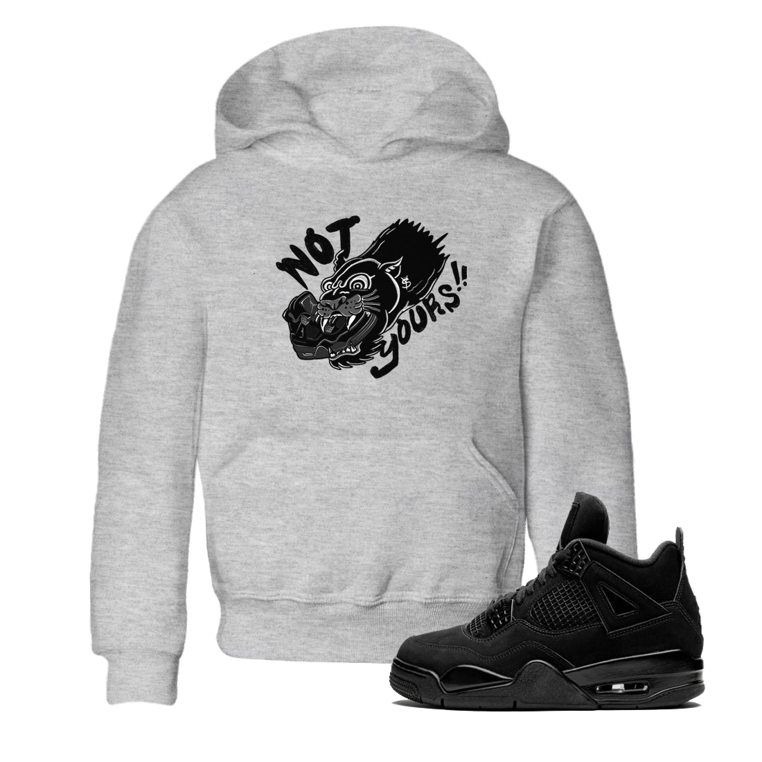 4s Black Cat shirts to match jordans Not Yours sneaker match tees Air Jordan 4 Black Cat match shoes to clothes SNRT Sneaker Tees Youth Baby Heather Grey 1 tee