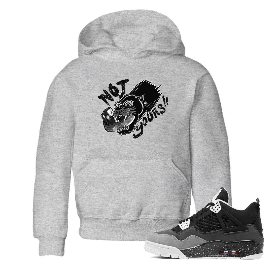 4s Fear shirts to match jordans Not Yours sneaker match tees Air Jordan 4 Retro Fear match shoes to clothes SNRT Sneaker Tees Youth Baby Heather Grey 1 tee