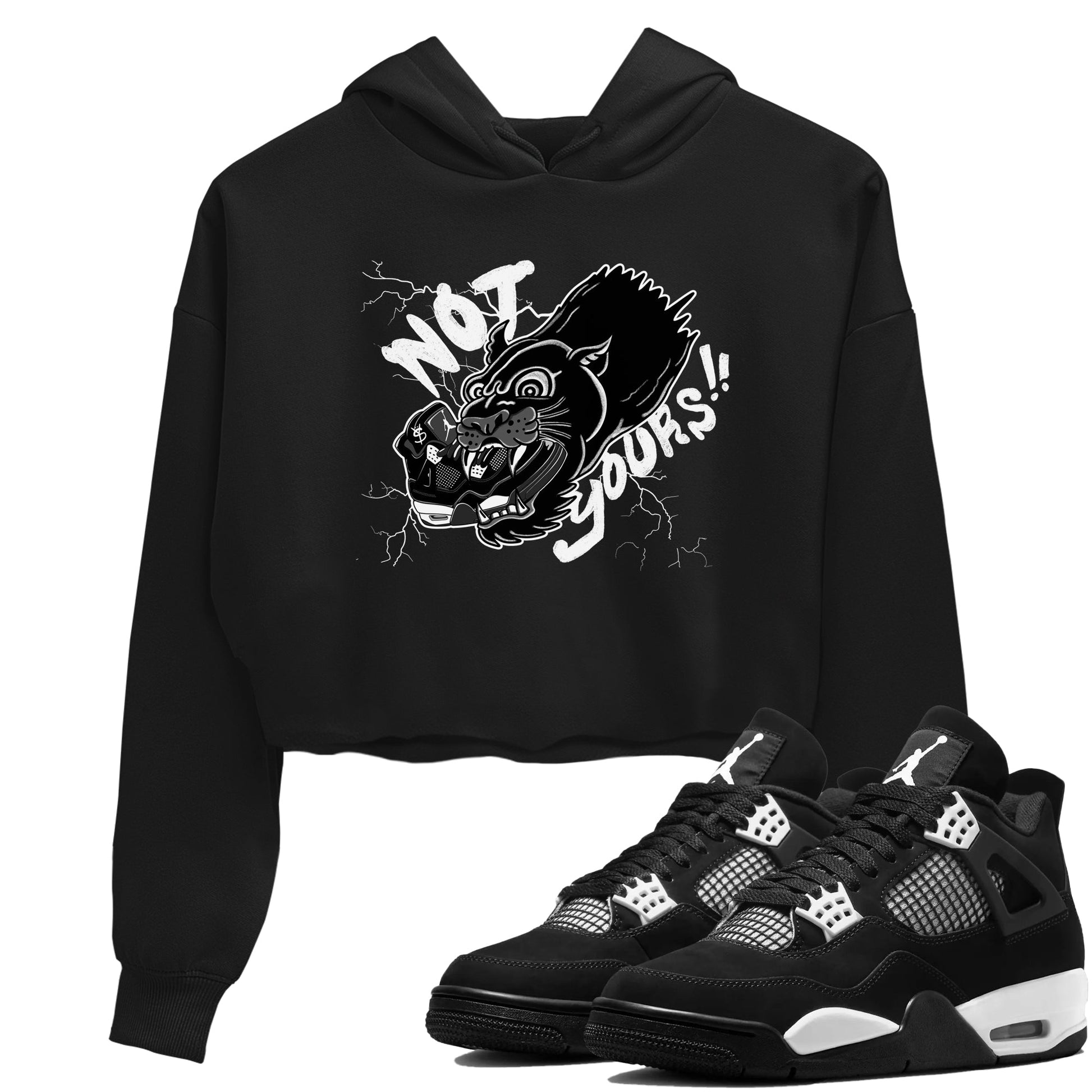 4s White Thunder shirts to match jordans Not Yours sneaker match tees Air Jordan 4 White Thunder SNRT Sneaker Release Tees unisex cotton Black 1 Crop Shirts