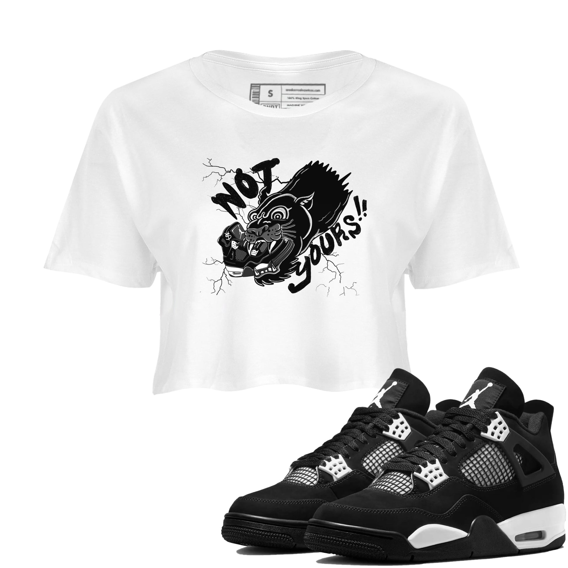4s White Thunder shirts to match jordans Not Yours sneaker match tees Air Jordan 4 White Thunder SNRT Sneaker Release Tees unisex cotton White 1 Crop Shirts