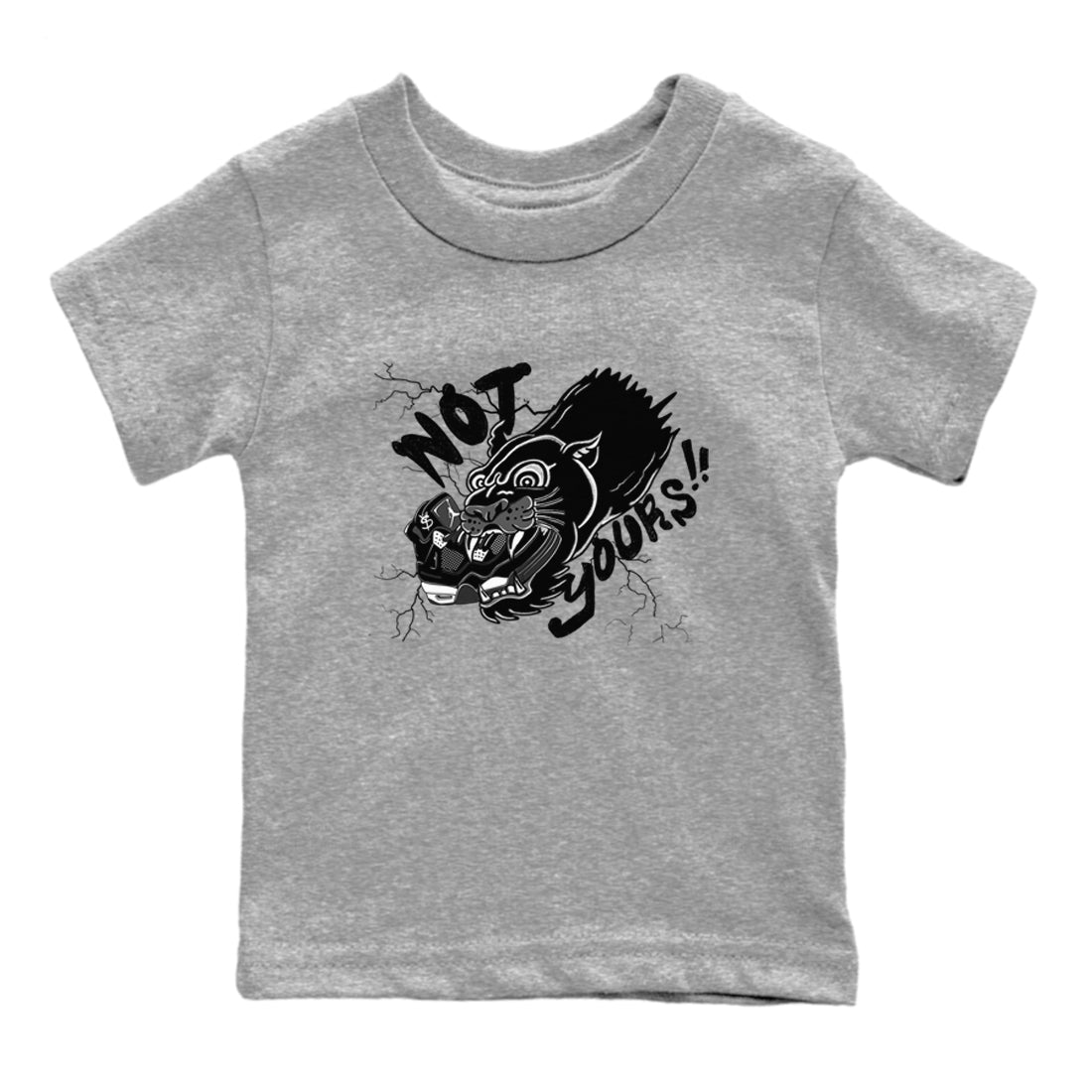 4s White Thunder shirts to match jordans Not Yours sneaker match tees Air Jordan 4 White Thunder SNRT Sneaker Release Tees Youth Baby Heather Grey 2 crew neck shirts