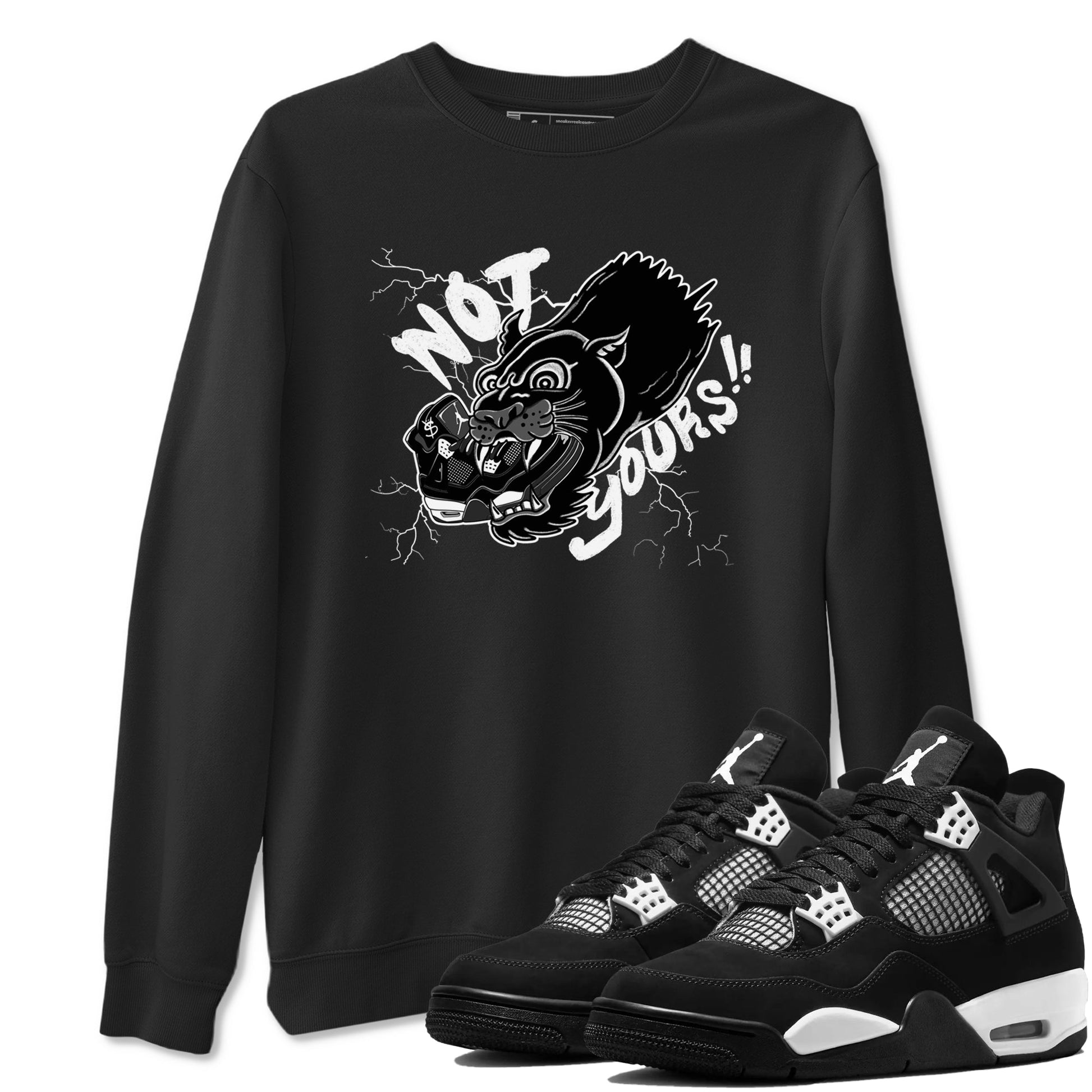 4s White Thunder shirts to match jordans Not Yours sneaker match tees Air Jordan 4 White Thunder SNRT Sneaker Release Tees unisex cotton Black 1 crew neck shirts