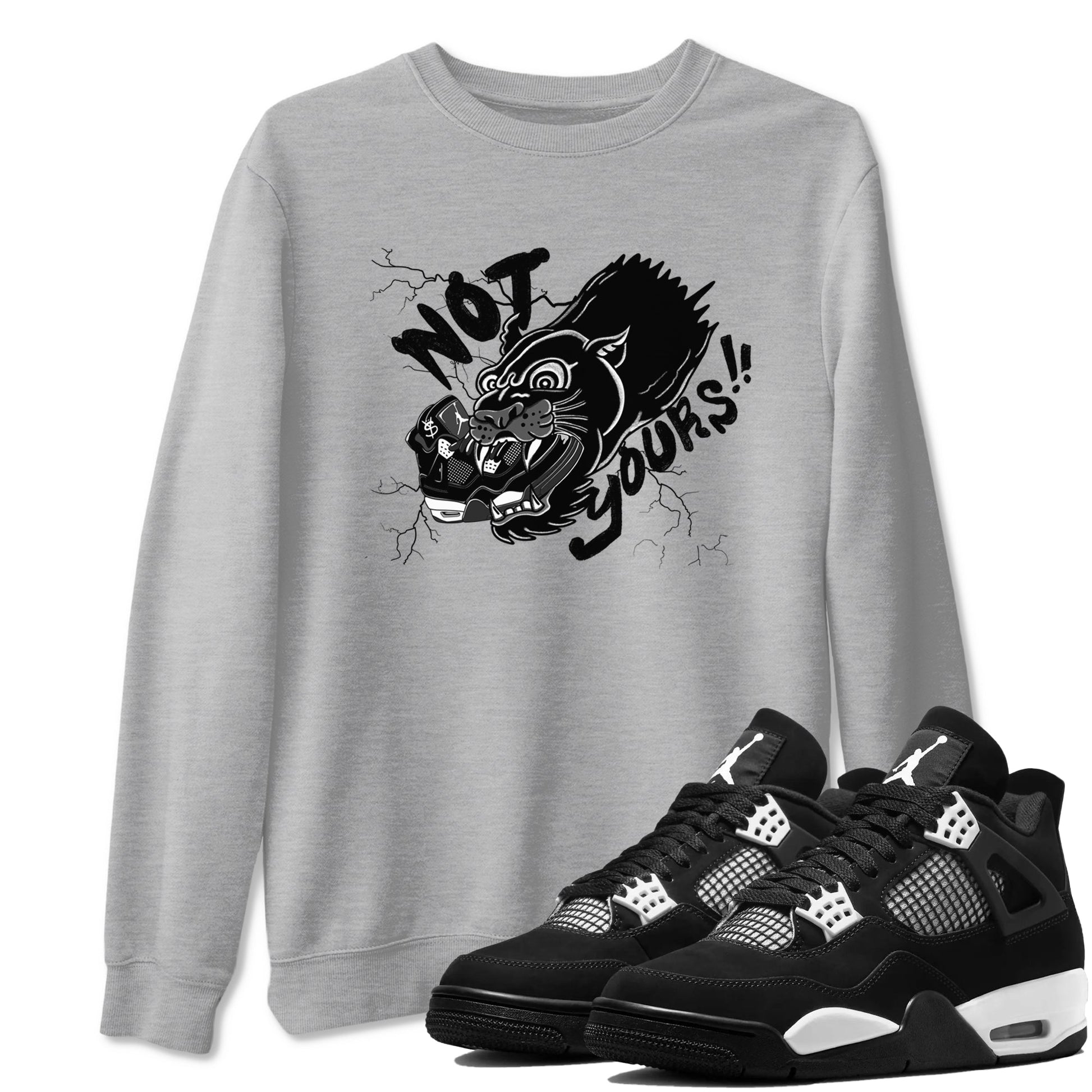 4s White Thunder shirts to match jordans Not Yours sneaker match tees Air Jordan 4 White Thunder SNRT Sneaker Release Tees unisex cotton Heather Grey 1 crew neck shirts