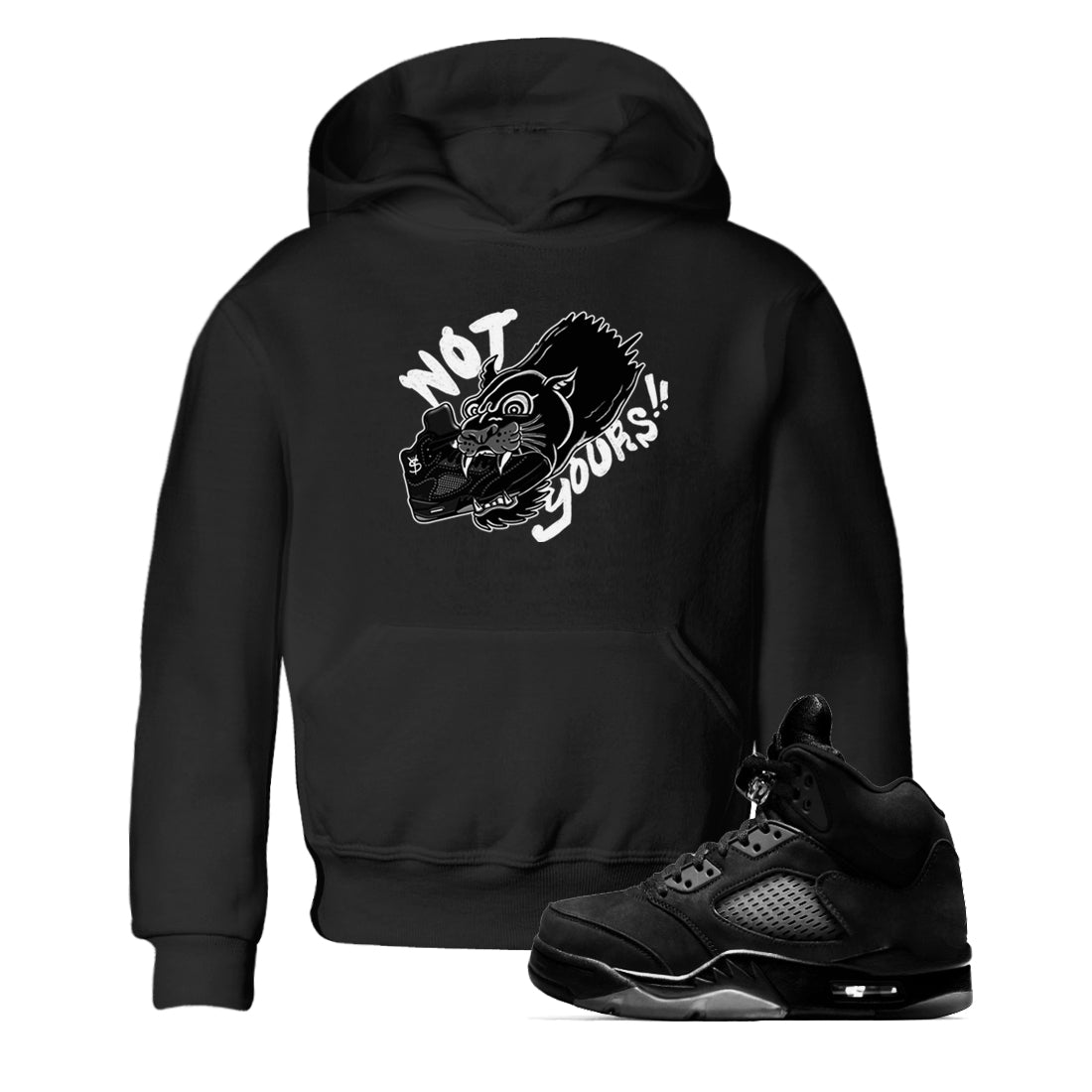 5s Black Cat shirts to match jordans Not Yours sneaker match tees Air Jordan 5 Black Cat SNRT Sneaker Release Tees Youth Baby Black 1 crew neck shirts