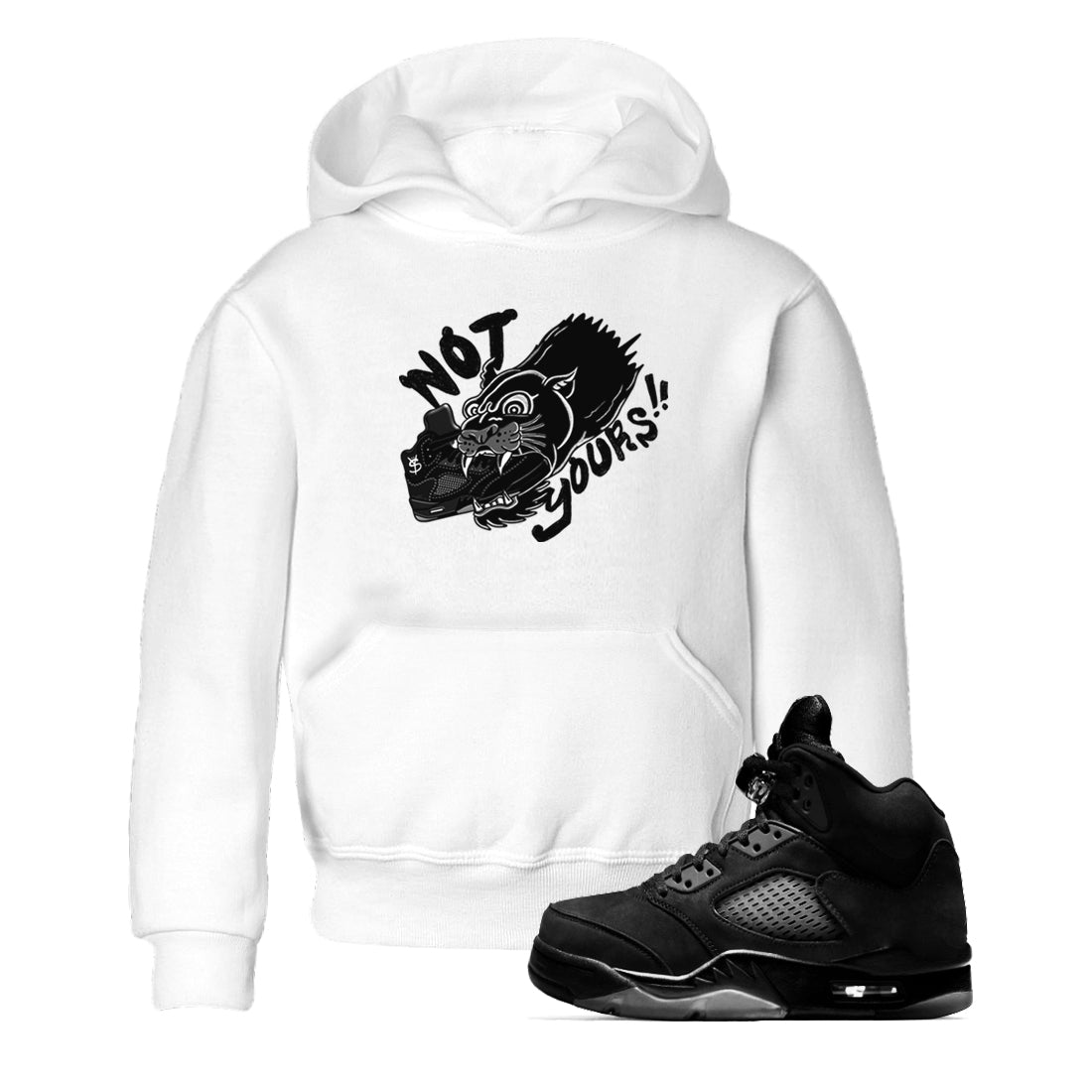 5s Black Cat shirts to match jordans Not Yours sneaker match tees Air Jordan 5 Black Cat SNRT Sneaker Release Tees Youth Baby White 1 crew neck shirts