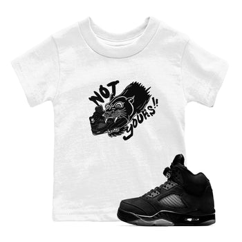 5s Black Cat shirts to match jordans Not Yours sneaker match tees Air Jordan 5 Black Cat SNRT Sneaker Release Tees Youth Baby White 1 crew neck shirts
