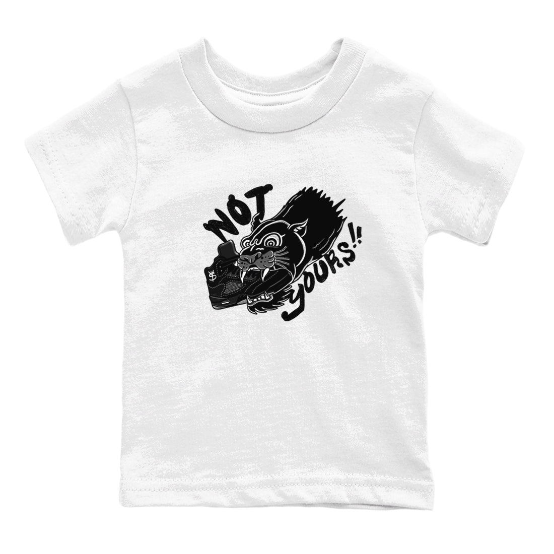 5s Black Cat shirts to match jordans Not Yours sneaker match tees Air Jordan 5 Black Cat SNRT Sneaker Release Tees Youth Baby White 2 crew neck shirts