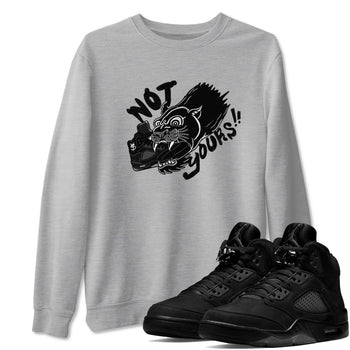 5s Black Cat shirts to match jordans Not Yours sneaker match tees Air Jordan 5 Black Cat SNRT Sneaker Release Tees unisex cotton Heather Grey 1 crew neck shirts