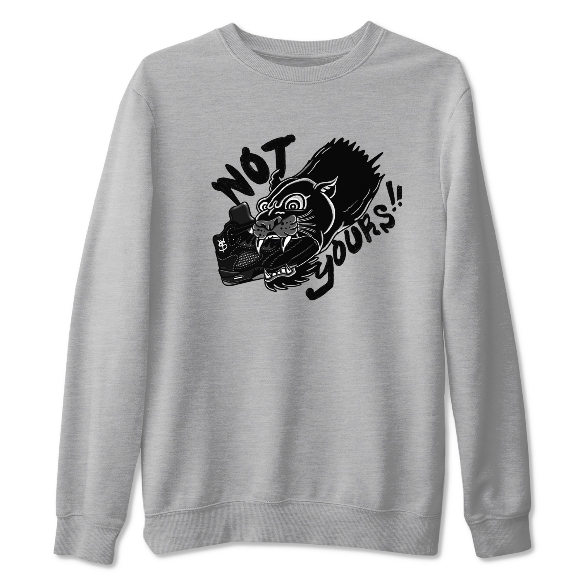 5s Black Cat shirts to match jordans Not Yours sneaker match tees Air Jordan 5 Black Cat SNRT Sneaker Release Tees unisex cotton Heather Grey 2 crew neck shirts