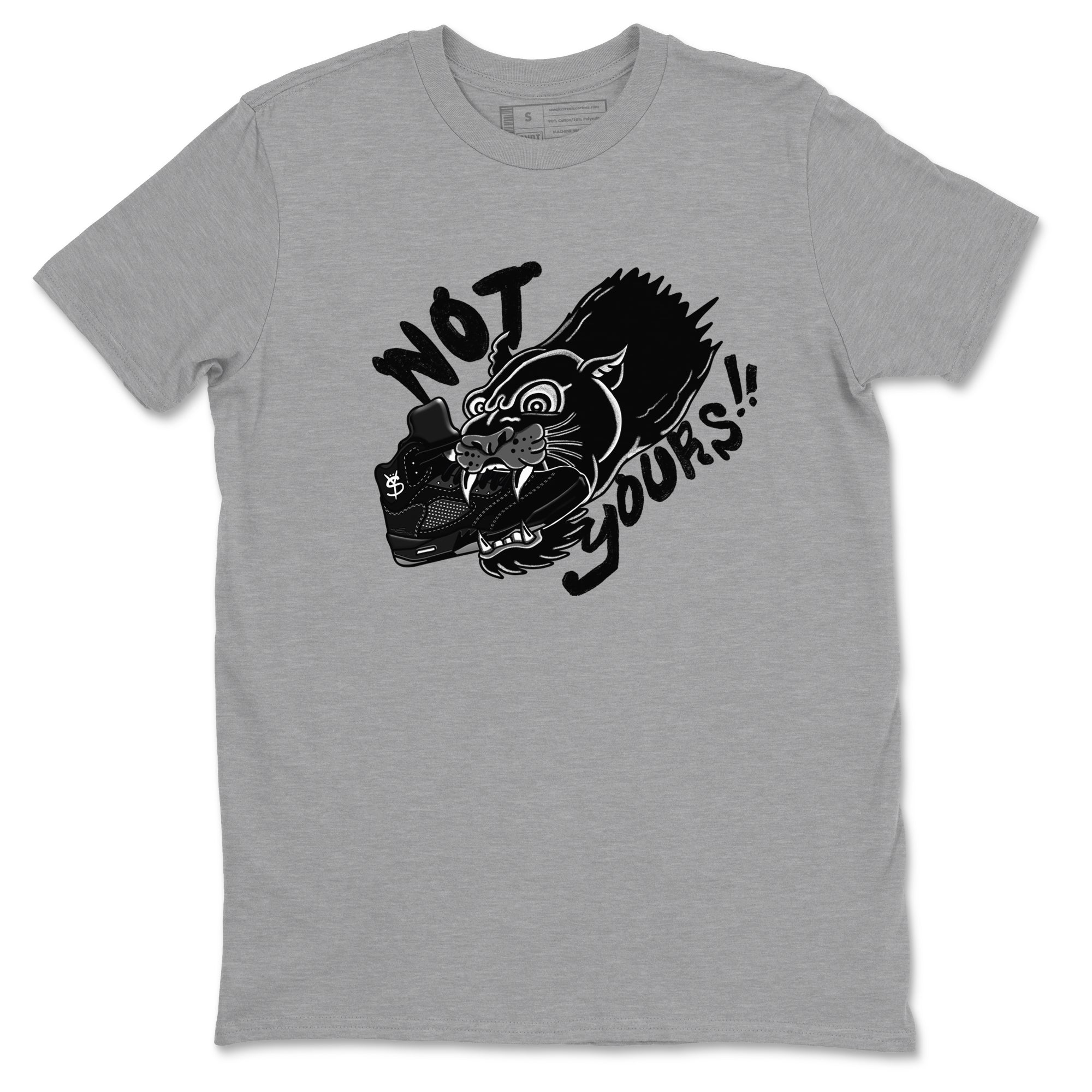 5s Black Cat shirts to match jordans Not Yours sneaker match tees Air Jordan 5 Black Cat SNRT Sneaker Release Tees unisex cotton Heather Grey 2 crew neck shirts