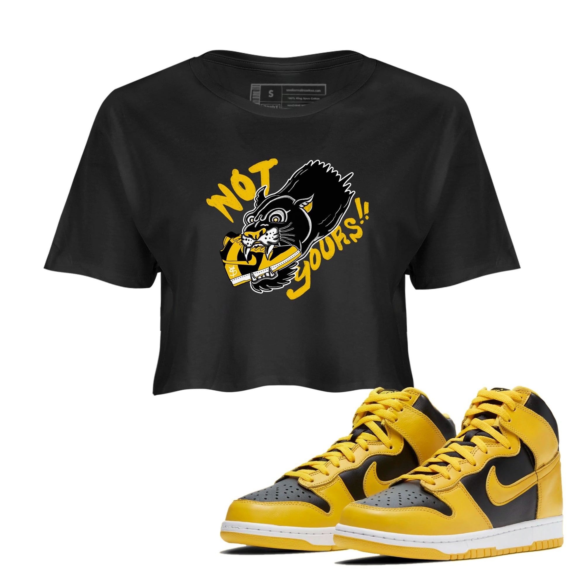 Dunk High Pollen shirts to match jordans Not Yours sneaker match tees Dunk High Pollen SNRT Sneaker Release Tees unisex cotton Black 1 Crop Shirts