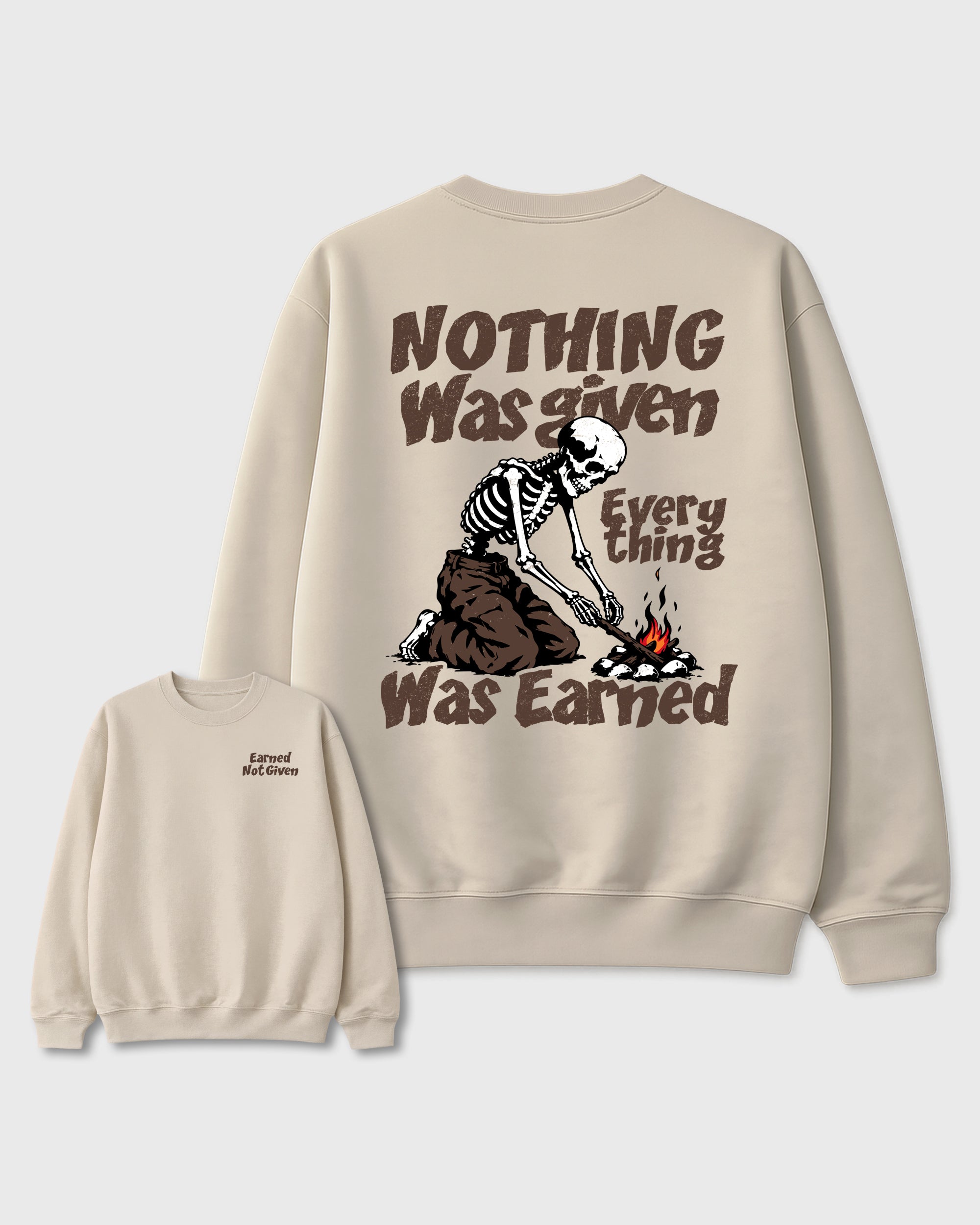 Nothing Was Given Natural Graphic Sweatshirt - 1, a sneaker matching sweatshirt designed to coordinate with Air Jordan 12 Fireside sneakers for a complete sneaker outfit.