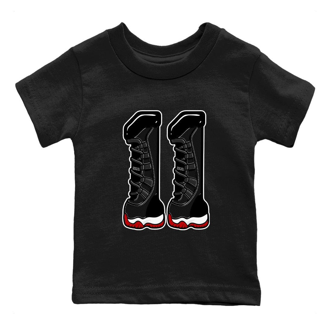 11s Bred shirts to match jordans Number 11 sneaker match tees Air Jordan 11 Retro Bred match shoes to clothes SNRT Sneaker Tees Youth Baby Black 2 tee