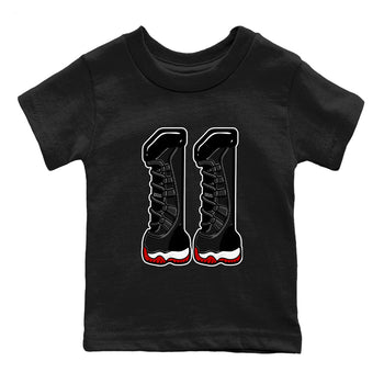 11s Bred shirts to match jordans Number 11 sneaker match tees Air Jordan 11 Retro Bred match shoes to clothes SNRT Sneaker Tees Youth Baby Black 2 tee