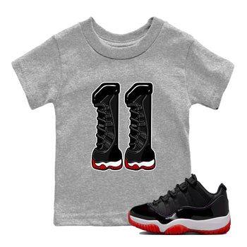 11s Bred shirts to match jordans Number 11 sneaker match tees Air Jordan 11 Retro Bred match shoes to clothes SNRT Sneaker Tees Youth Baby Heather Grey 1 tee