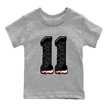 11s Bred shirts to match jordans Number 11 sneaker match tees Air Jordan 11 Retro Bred match shoes to clothes SNRT Sneaker Tees Youth Baby Heather Grey 2 tee