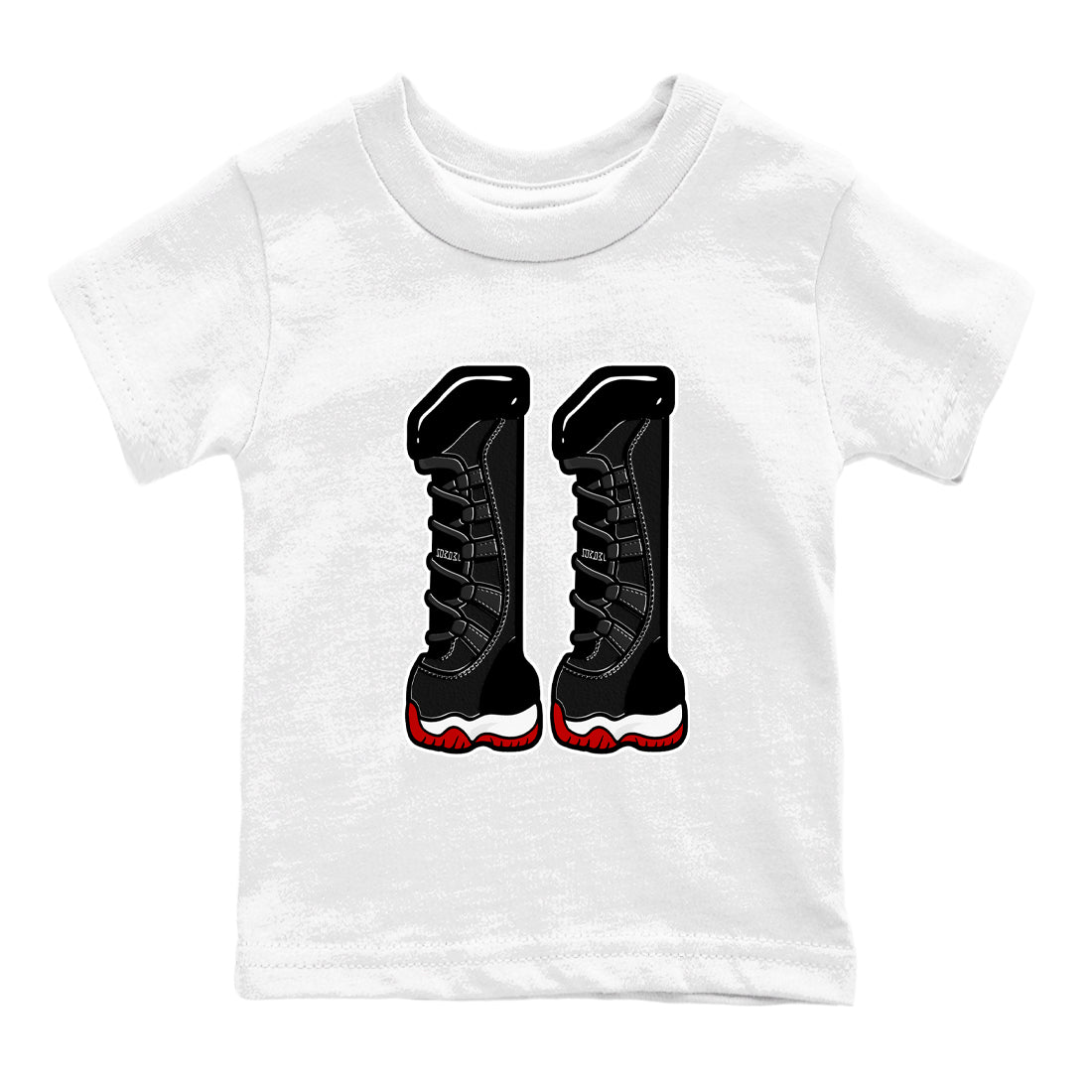 11s Bred shirts to match jordans Number 11 sneaker match tees Air Jordan 11 Retro Bred match shoes to clothes SNRT Sneaker Tees Youth Baby White 2 tee