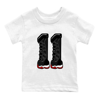 11s Bred shirts to match jordans Number 11 sneaker match tees Air Jordan 11 Retro Bred match shoes to clothes SNRT Sneaker Tees Youth Baby White 2 tee