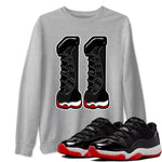 11s Bred shirts to match jordans Number 11 sneaker match tees Air Jordan 11 Retro Bred match shoes to clothes SNRT Sneaker Tees unisex cotton Heather Grey 1 shirts