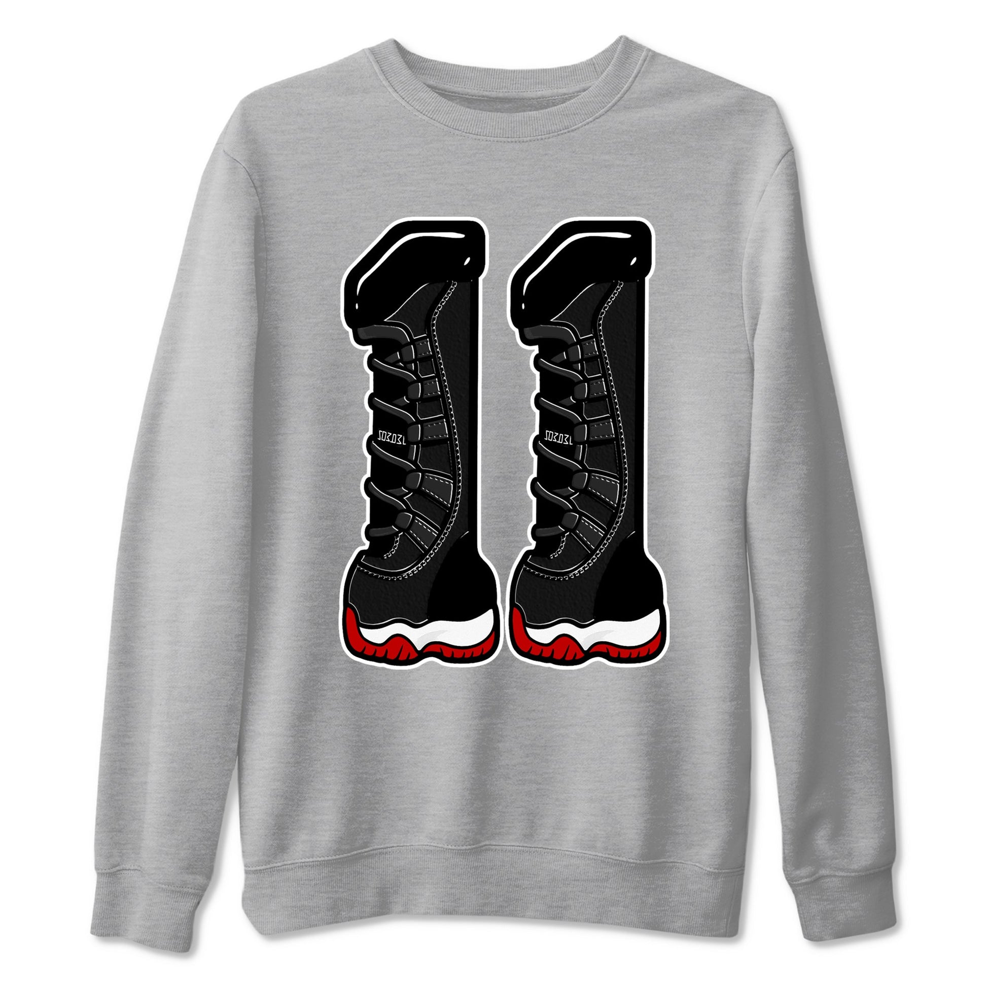 11s Bred shirts to match jordans Number 11 sneaker match tees Air Jordan 11 Retro Bred match shoes to clothes SNRT Sneaker Tees unisex cotton Heather Grey 2 shirts