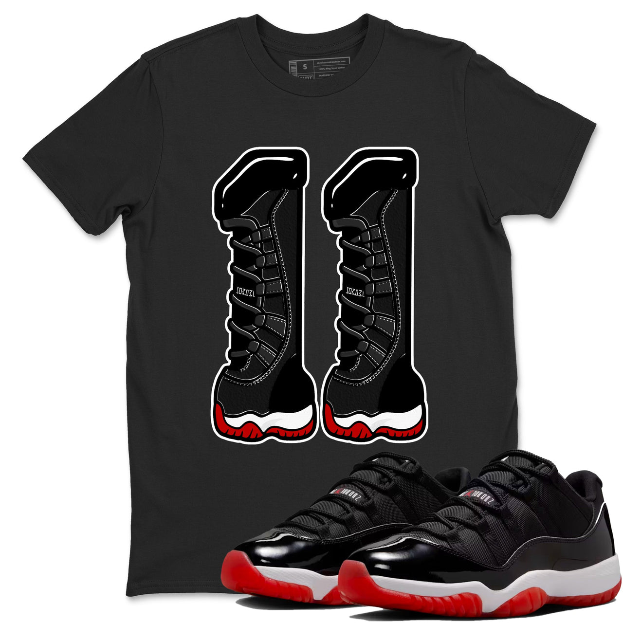 11s Bred shirts to match jordans Number 11 sneaker match tees Air Jordan 11 Retro Bred match shoes to clothes SNRT Sneaker Tees unisex cotton Black 1 shirts