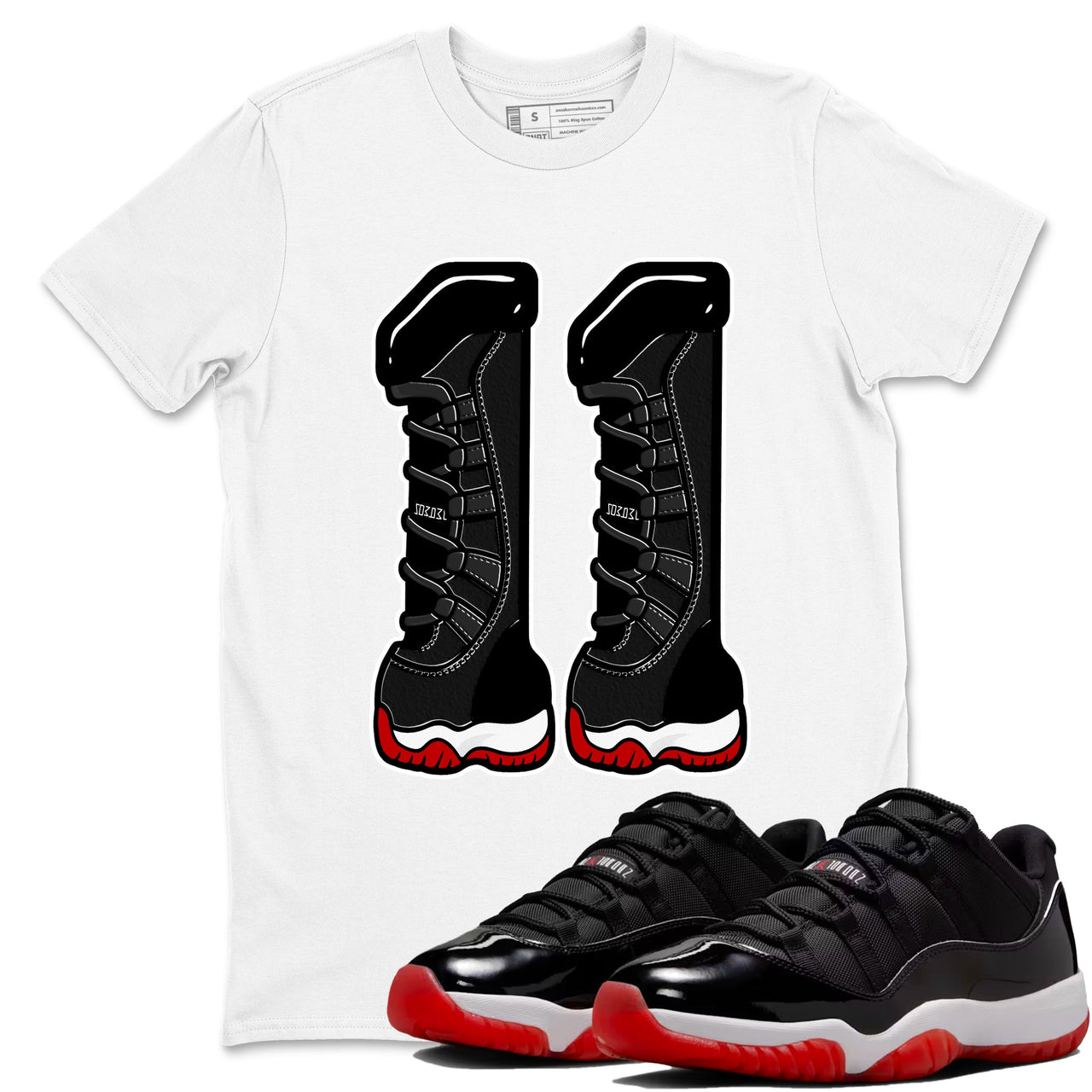 11s Bred shirts to match jordans Number 11 sneaker match tees Air Jordan 11 Retro Bred match shoes to clothes SNRT Sneaker Tees unisex cotton Black 1 shirts