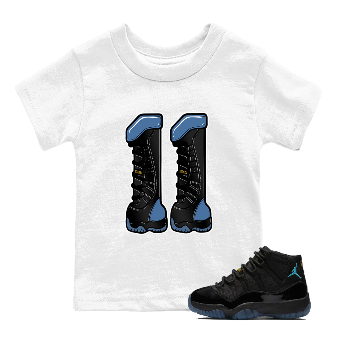 Sneaker match tees – Sneaker Tees To Match Air Jordan 11 Gamma Shoes – Number 11 Kids T-Shirt White 1