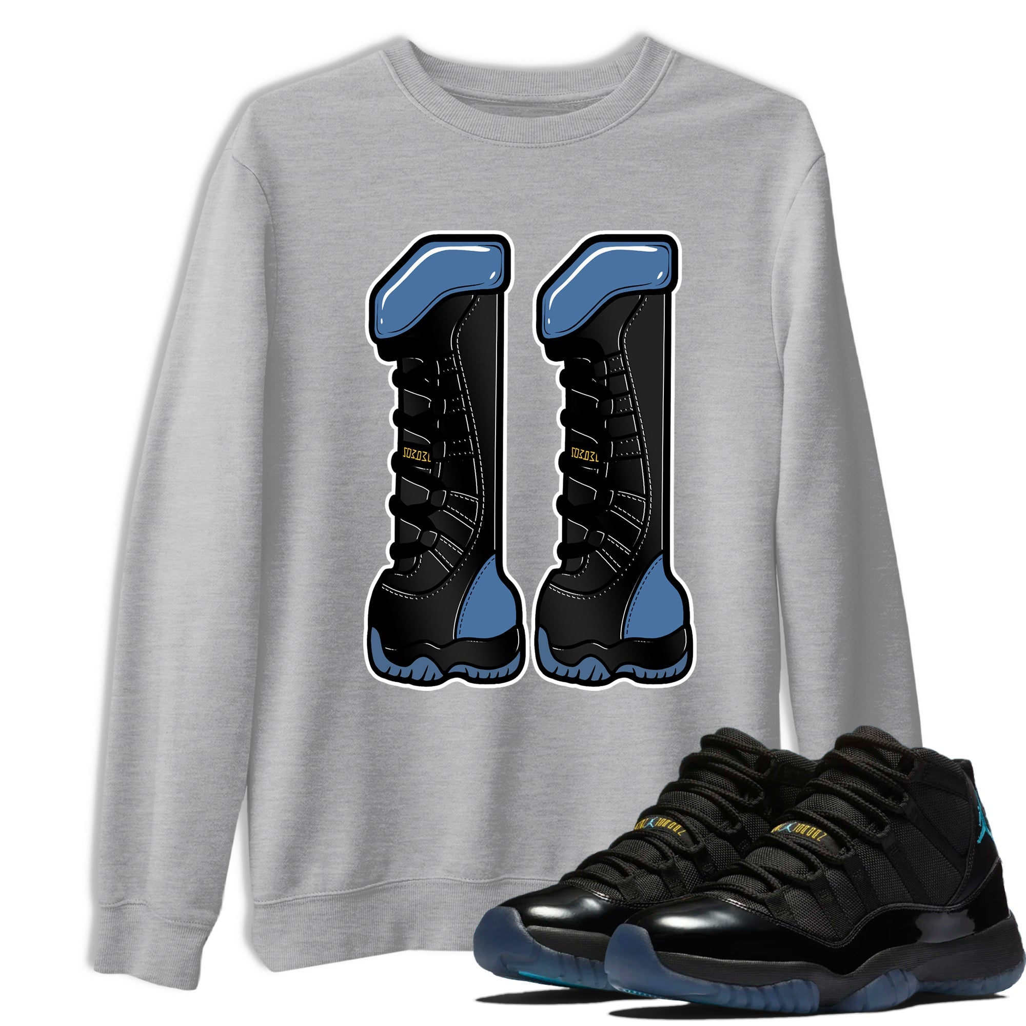 Sneaker match tees – Sneaker Tees To Match Air Jordan 11 Gamma Shoes – Number 11 Tee Heather Grey 1