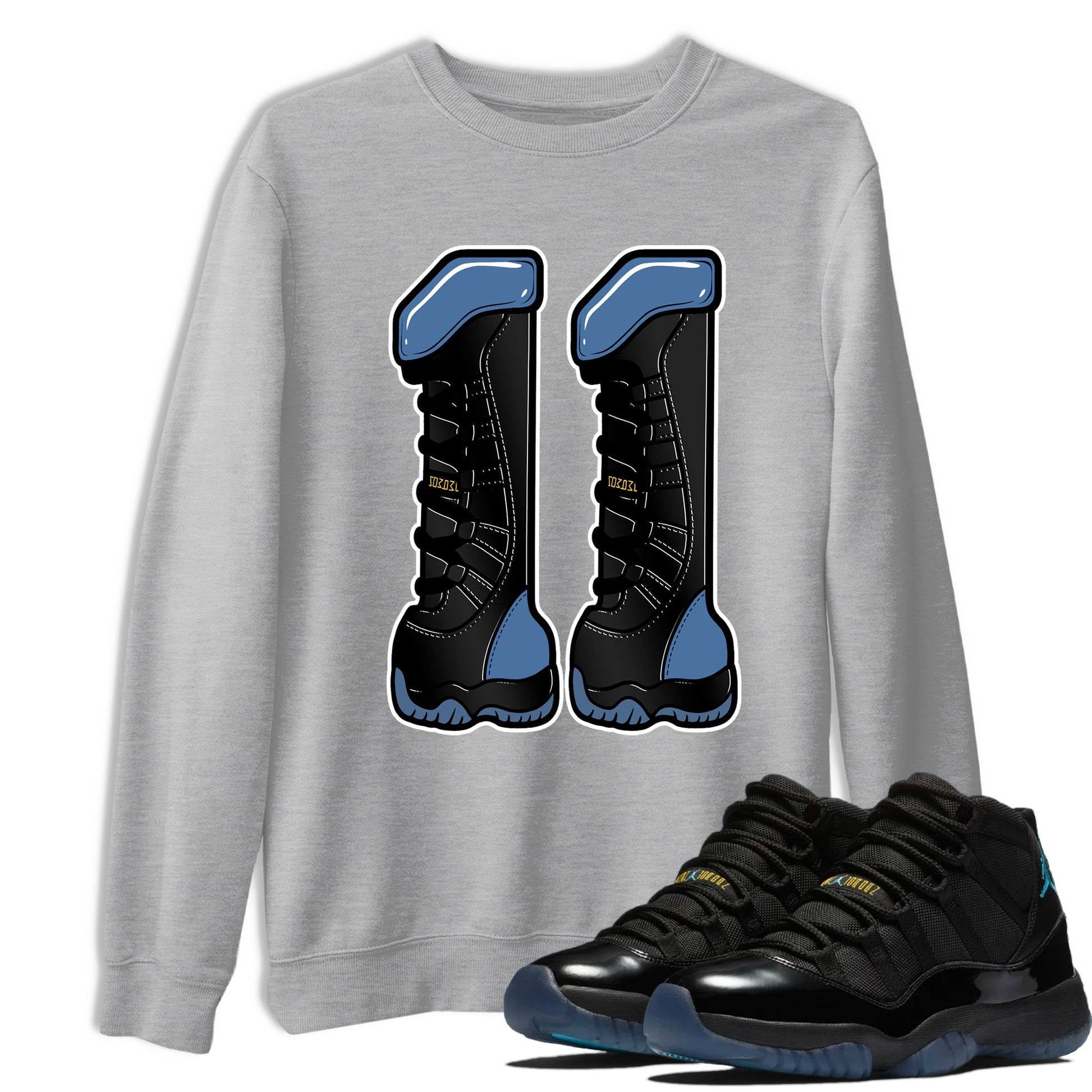 Sneaker match tees – Sneaker Tees To Match Air Jordan 11 Gamma Shoes – Number 11 Tee Heather Grey 1