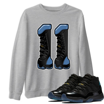Sneaker match tees – Sneaker Tees To Match Air Jordan 11 Gamma Shoes – Number 11 Tee Heather Grey 1