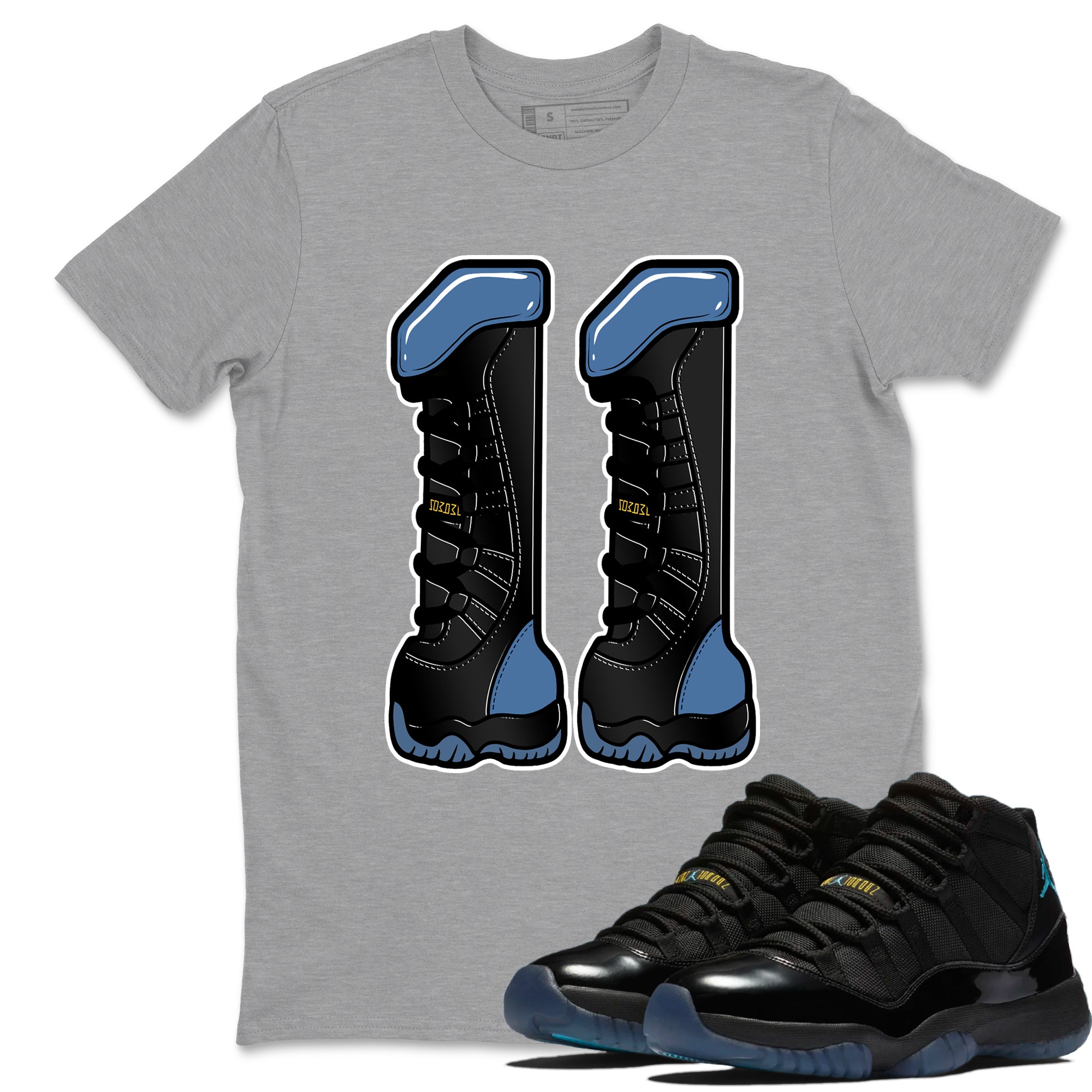 Sneaker match tees – Sneaker Tees To Match Air Jordan 11 Gamma Shoes – Number 11 Tee Heather Grey 1