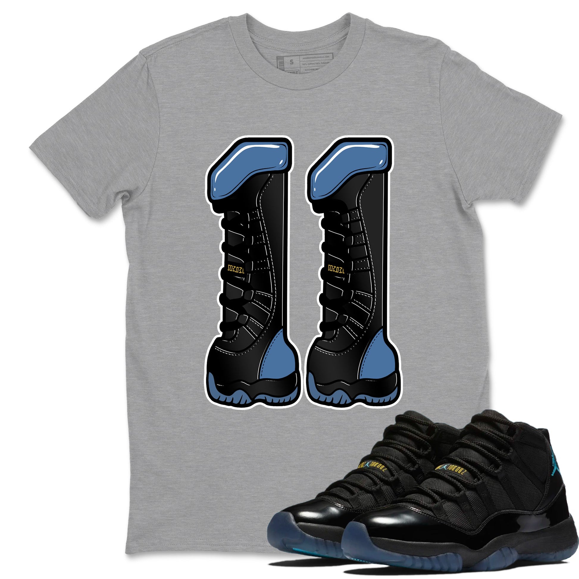 Sneaker match tees – Sneaker Tees To Match Air Jordan 11 Gamma Shoes – Number 11 Tee Heather Grey 1