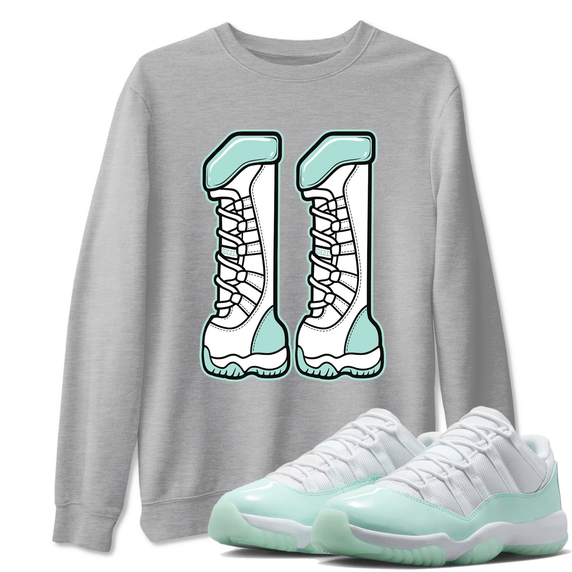 Number 11 sneaker match t-shirt styled to complete your fit with the Air Jordan 11 Igloo sneakers, shown in Heather Grey 1.