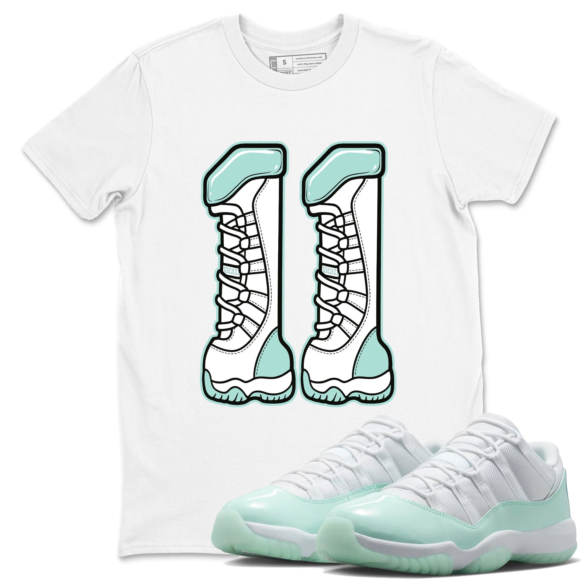 Number 11 sneaker match t-shirt styled to complete your fit with the Air Jordan 11 Igloo sneakers, shown in White 1.