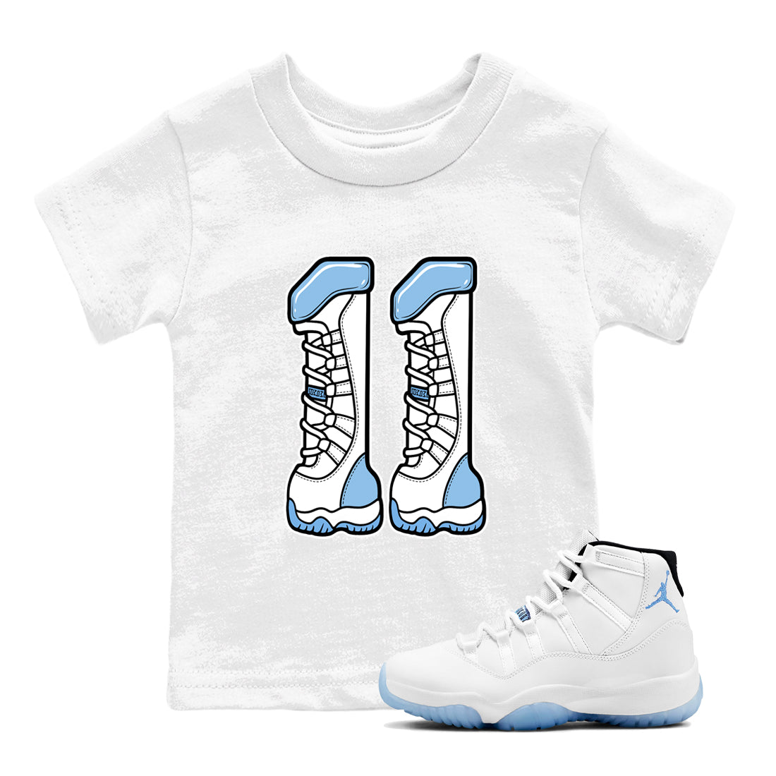 Air Jordan 11s Legend Blue shirts to match jordans Number 11 sneaker match tees AJ 11 Retro Legend Blue match shoes to clothes SNRT Sneaker Tees Youth Baby White 1 tee