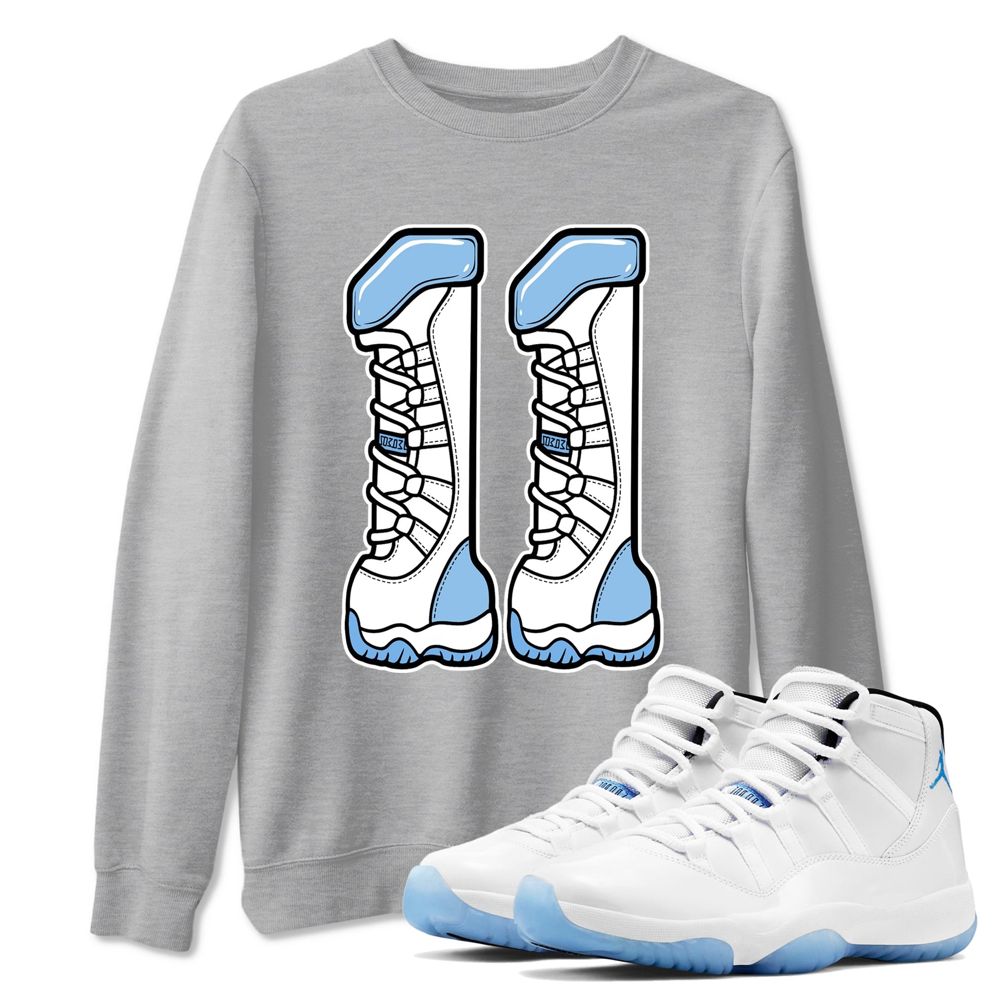Air Jordan 11s Legend Blue shirts to match jordans Number 11 sneaker match tees AJ 11 Retro Legend Blue match shoes to clothes SNRT Sneaker Tees unisex cotton Heather Grey 1 shirts