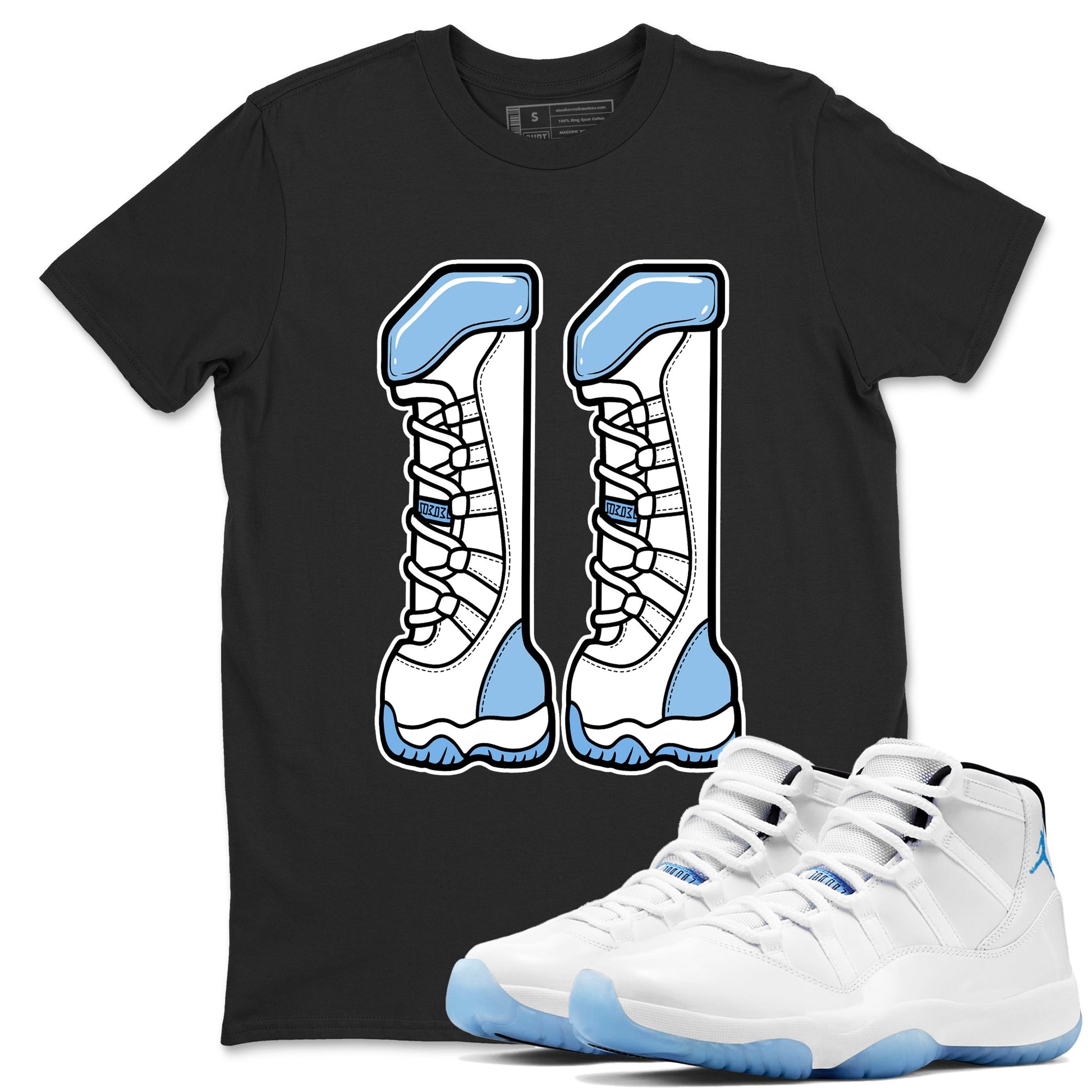 Air Jordan 11s Legend Blue shirts to match jordans Number 11 sneaker match tees AJ 11 Retro Legend Blue match shoes to clothes SNRT Sneaker Tees unisex cotton Black 1 shirts
