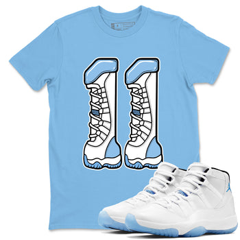 Air Jordan 11s Legend Blue shirts to match jordans Number 11 sneaker match tees AJ 11 Retro Legend Blue match shoes to clothes SNRT Sneaker Tees unisex cotton Carolina Blue 1 shirts