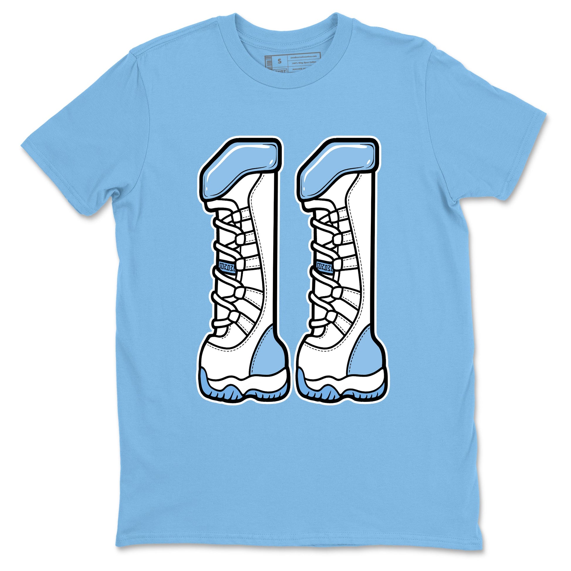 Air Jordan 11s Legend Blue shirts to match jordans Number 11 sneaker match tees AJ 11 Retro Legend Blue match shoes to clothes SNRT Sneaker Tees unisex cotton Carolina Blue 2 shirts