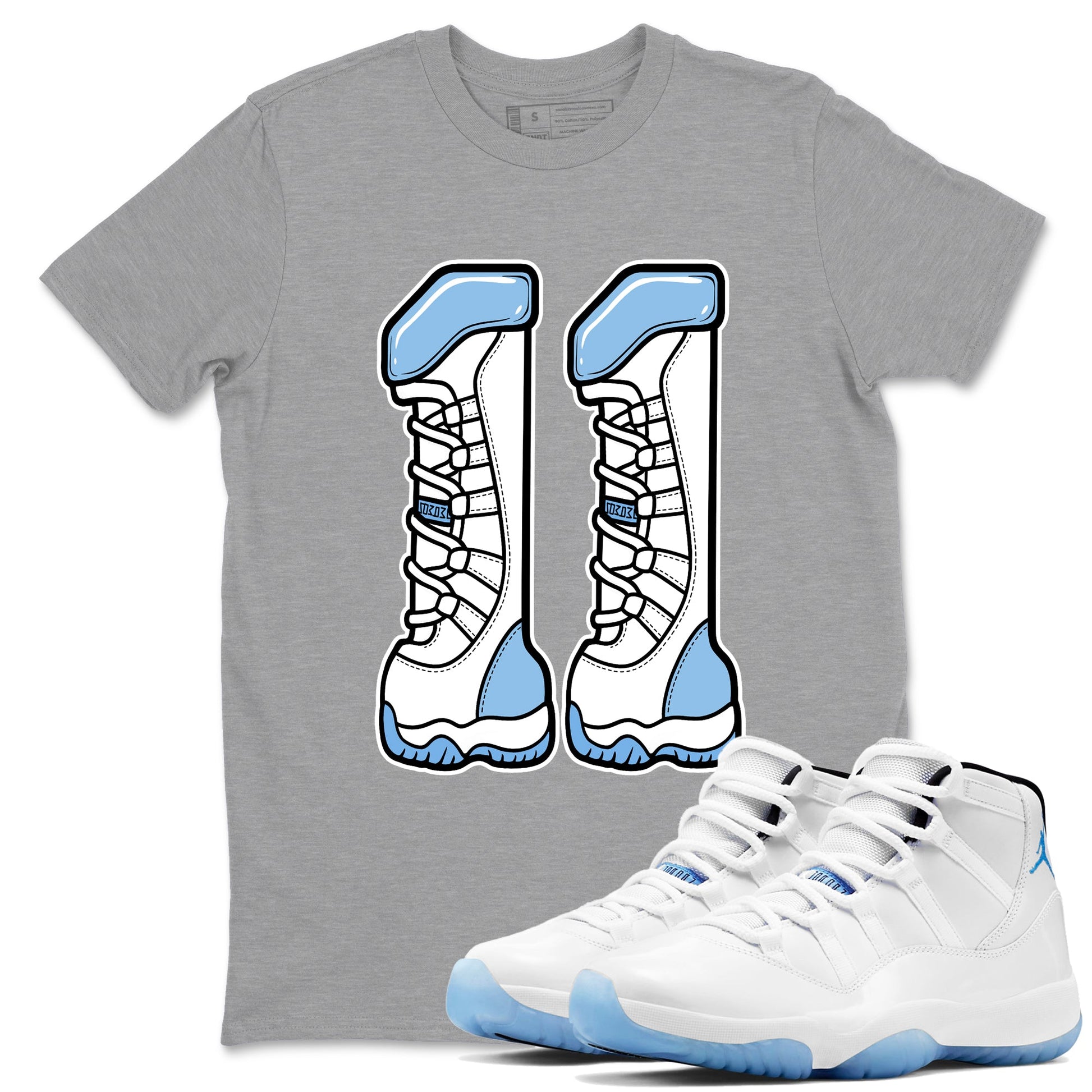 Air Jordan 11s Legend Blue shirts to match jordans Number 11 sneaker match tees AJ 11 Retro Legend Blue match shoes to clothes SNRT Sneaker Tees unisex cotton Heather Grey 1 shirts