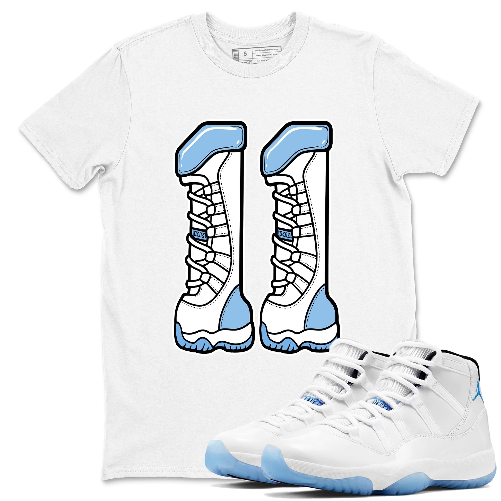 Air Jordan 11s Legend Blue shirts to match jordans Number 11 sneaker match tees AJ 11 Retro Legend Blue match shoes to clothes SNRT Sneaker Tees unisex cotton White 1 shirts