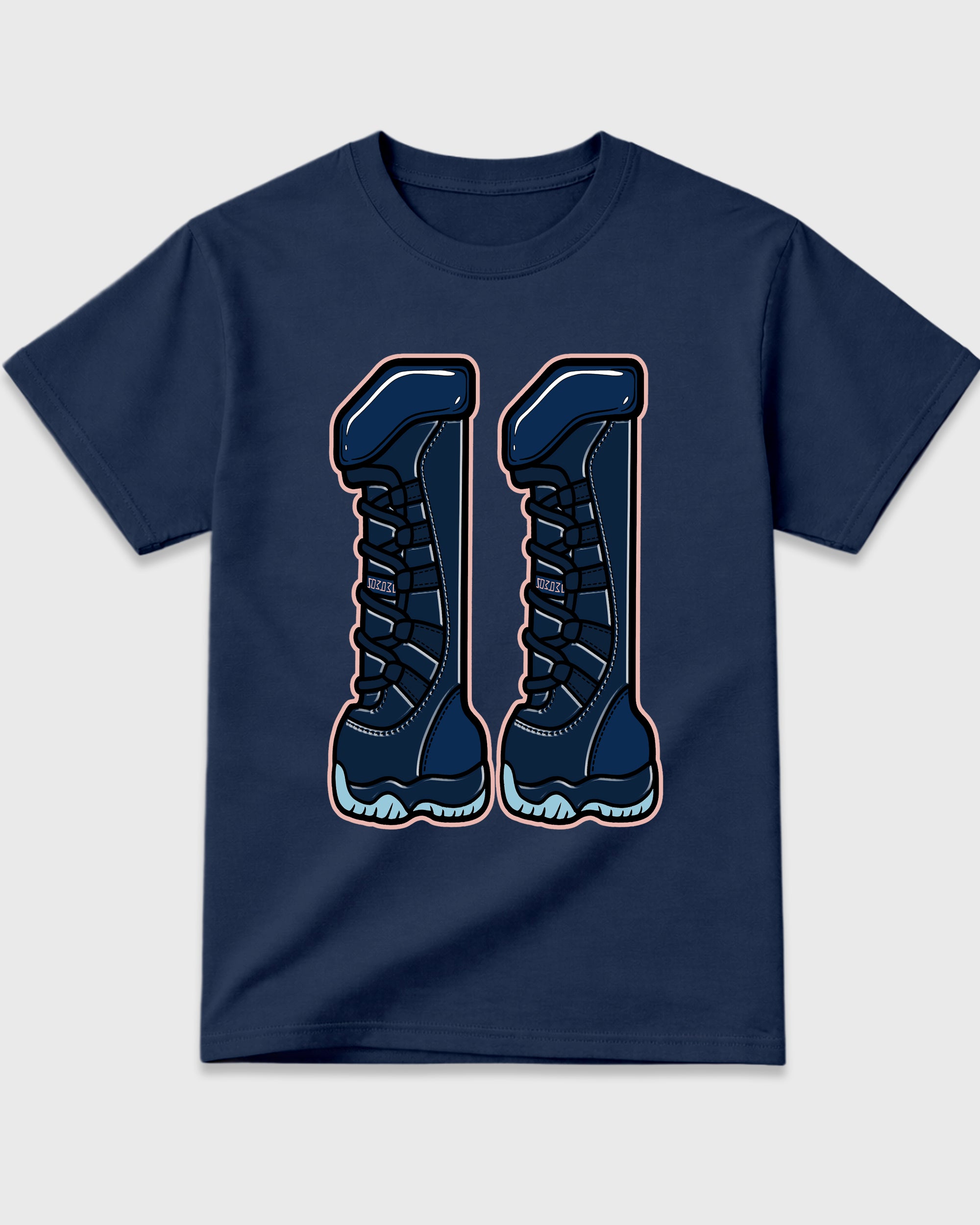 Number 11 Graphic T-Shirt featuring original streetwear artwork designed to match the Air Jordan 11 Made For Locals. Navy 2 Graphic T-Shirt.