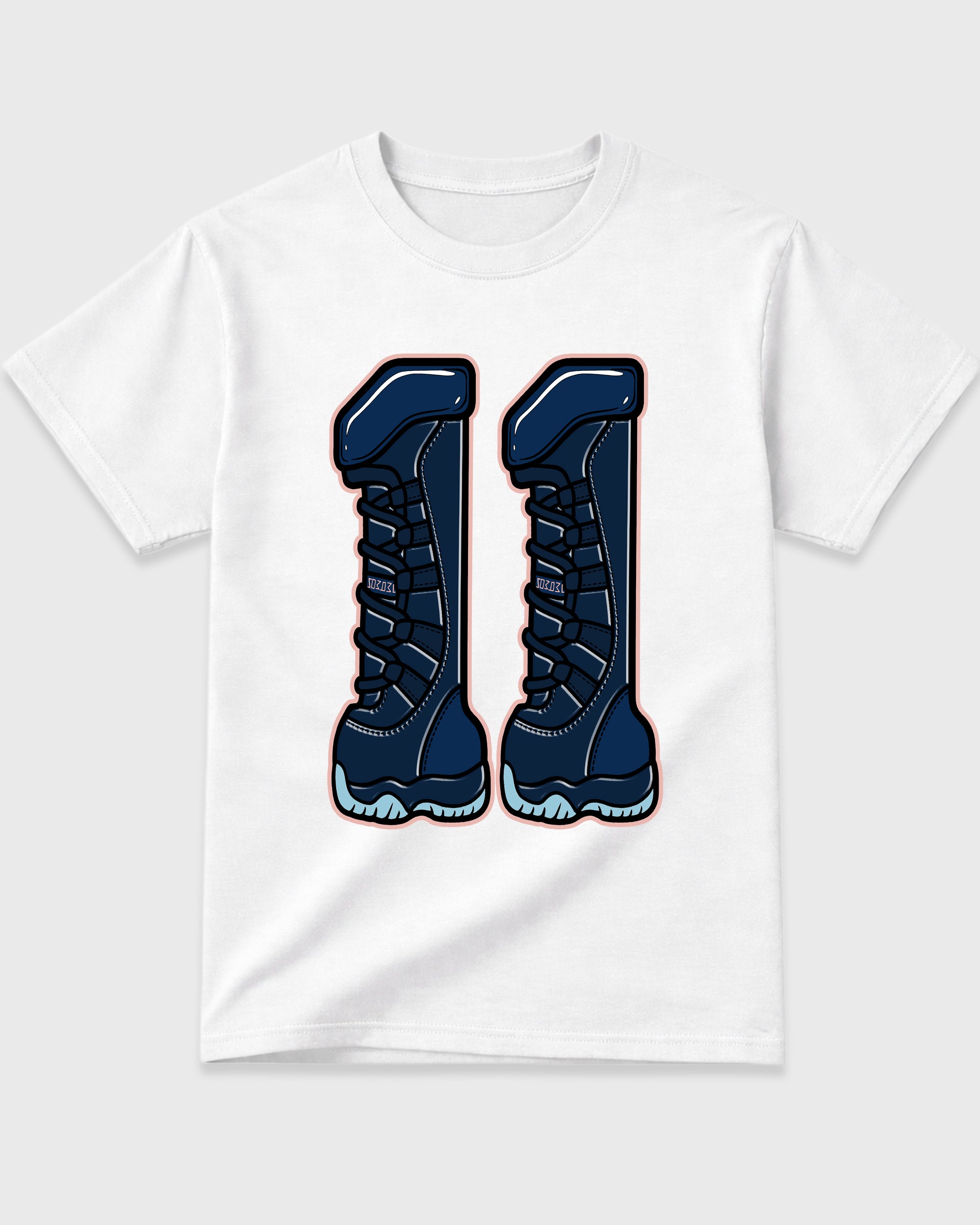 Number 11 Graphic T-Shirt featuring original streetwear artwork designed to match the Air Jordan 11 Made For Locals. White 2 Graphic T-Shirt.